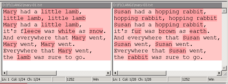 WinMerge: Mary and Susan compare