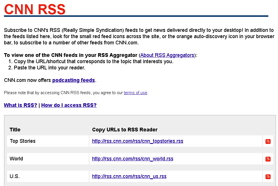 CNN RSS feeds