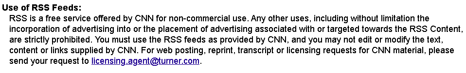 CNN RSS feed terms of use