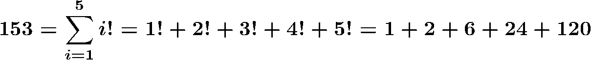 Factorial number sum of 153