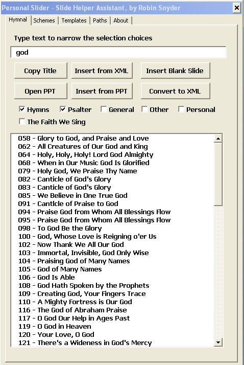 Hymnal tab